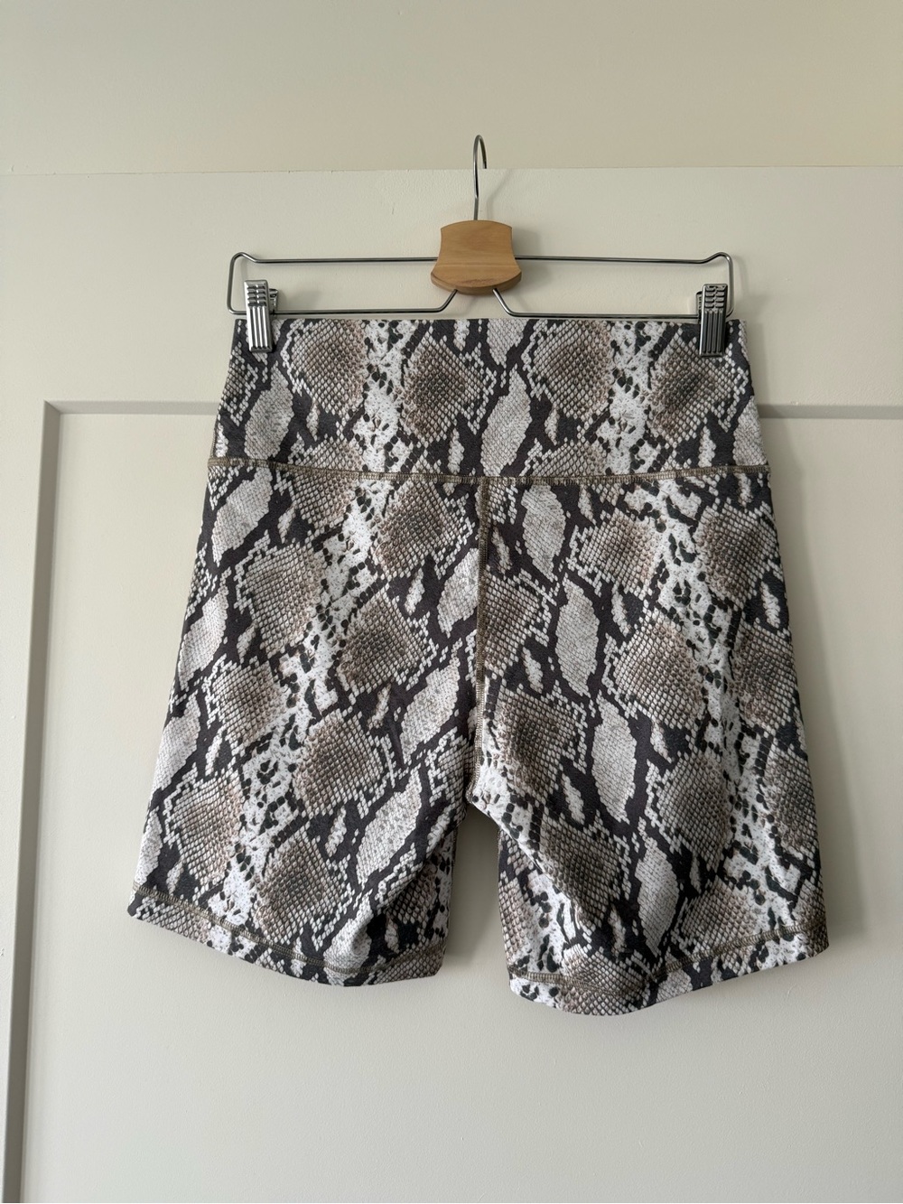 TNA Snake Print High-Waist Biker Shorts - Neutral Tones